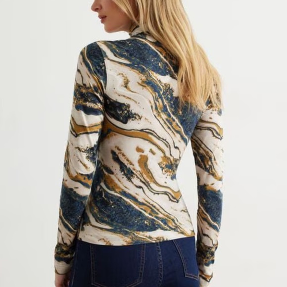 Long Sleeve Sheer Printed Turtleneck - Picture 13 of 13